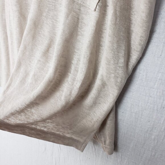 Lou & Grey 100% Linen Boxy Top Tee Light Beige Burnout Minimalist size L Neutral - Picture 5 of 11